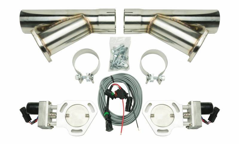 Pypes Performance Exhaust Exhaust Cut-Out - Electric - Clamp-On - Dual - 3 in Pipe Diameter - Hardware / Wire Harness
