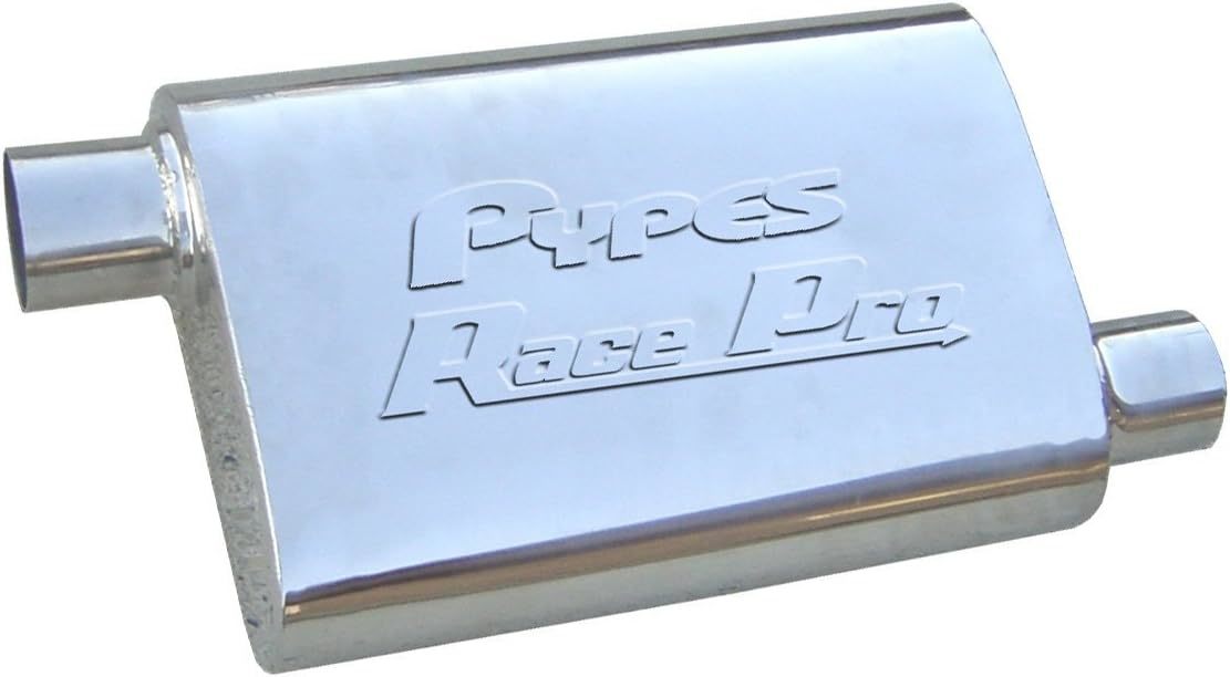 Pypes Performance Exhaust Muffler - Race Pro - 3 in Offset Inlet - 3 in Offset Outlet - 9.5 x 4.5 in Oval Body - 14 in
