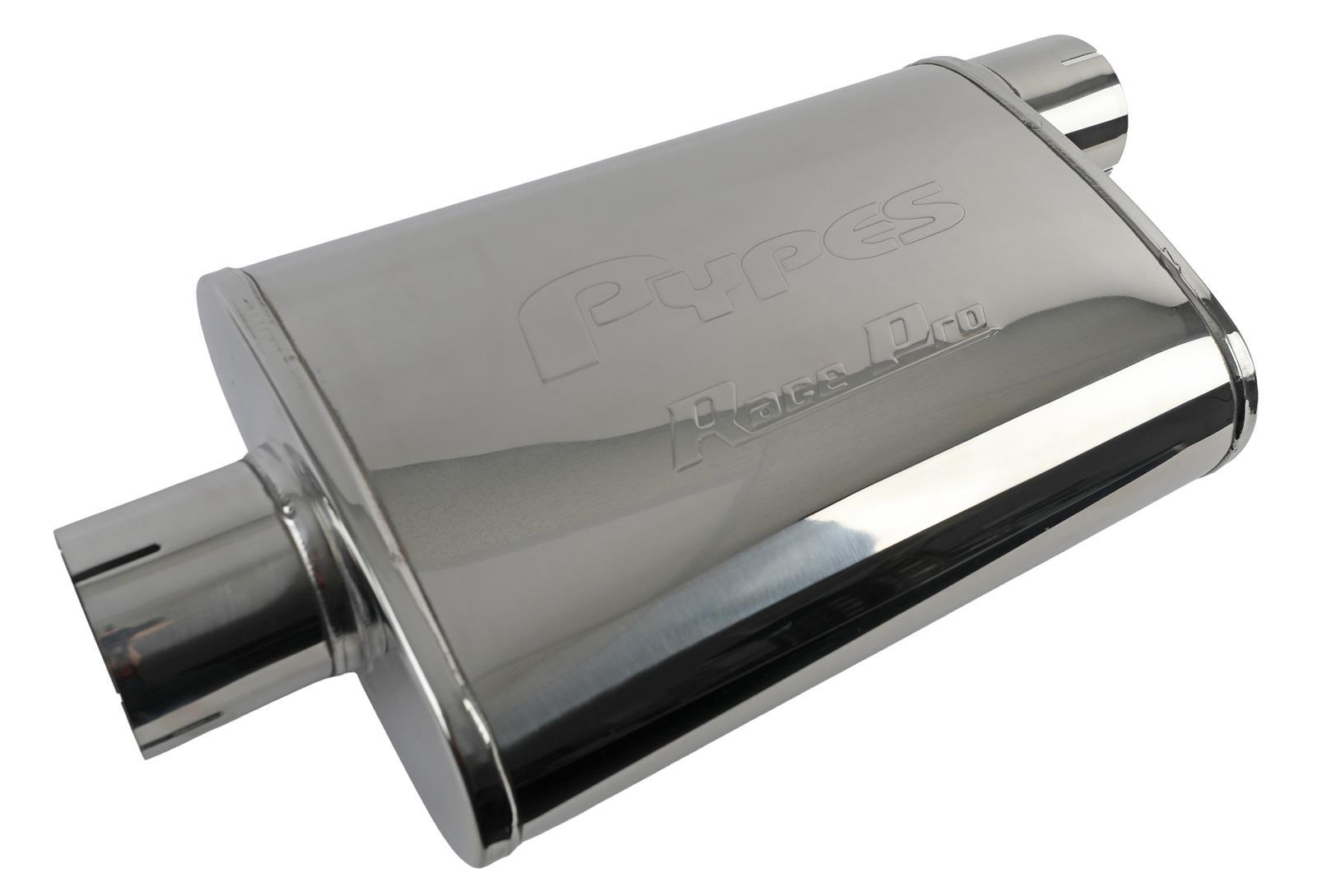 Pypes Performance Exhaust Muffler - Race Pro - 3 in Offset Inlet - 3 in Center Outlet - 9.5 in x 4.5 in Oval Body - 14