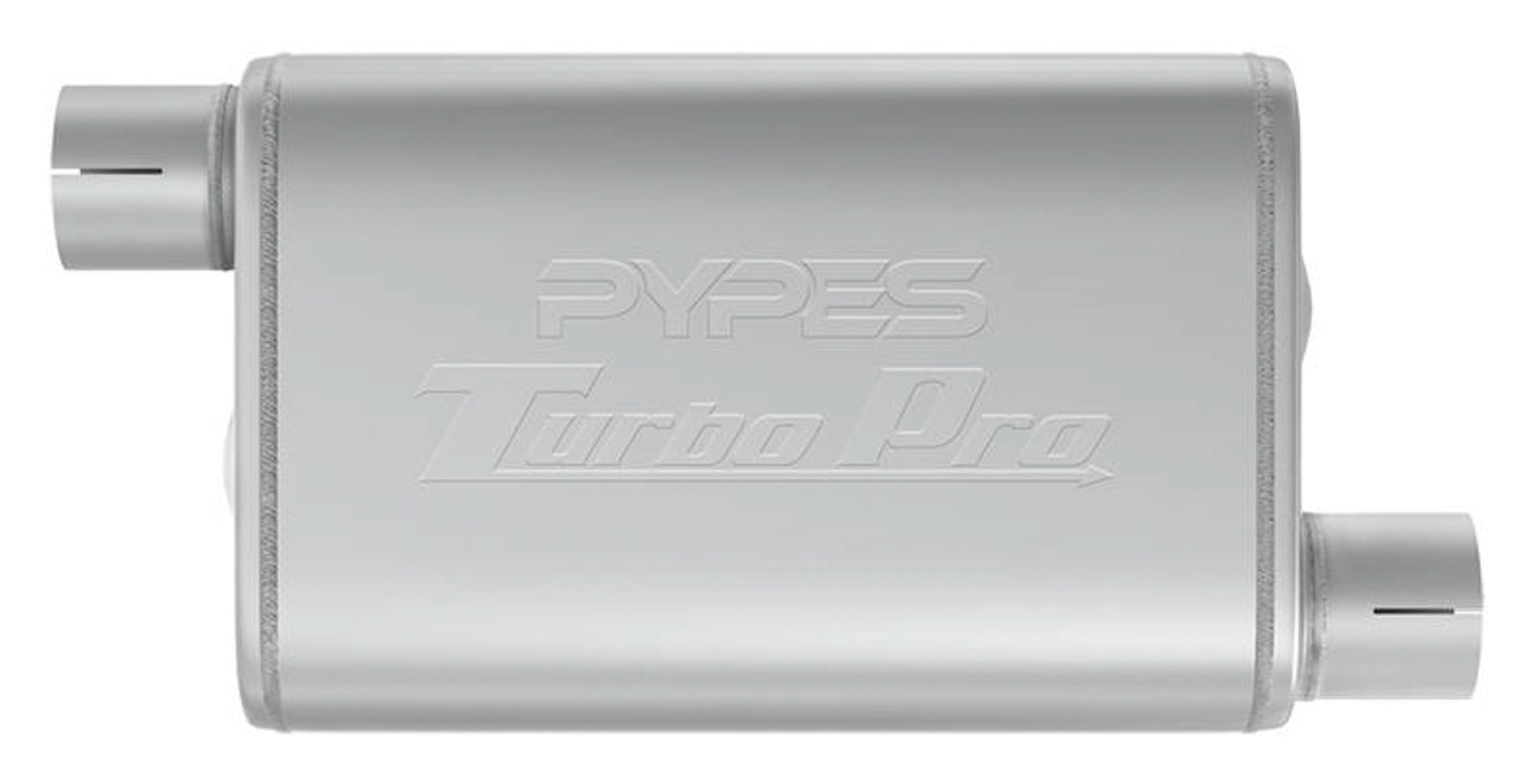 Pypes Performance Exhaust Muffler - Turbo Pro - 2.5 in Offset Inlet - 2.5 in Offset Outlet - 9.5 x 4.5 in Oval Body -