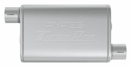 Pypes Performance Exhaust Muffler - Turbo Pro - 3 in Offset Inlet - 3 in Offset Outlet - 9.5 x 4.5 in Oval Body - 14