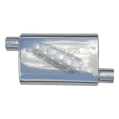 Pypes Performance Exhaust Muffler - Violator - 2.5 in Offset Inlet - 2.5 in Offset Outlet - 9.5 x 4.5 in Oval Body -