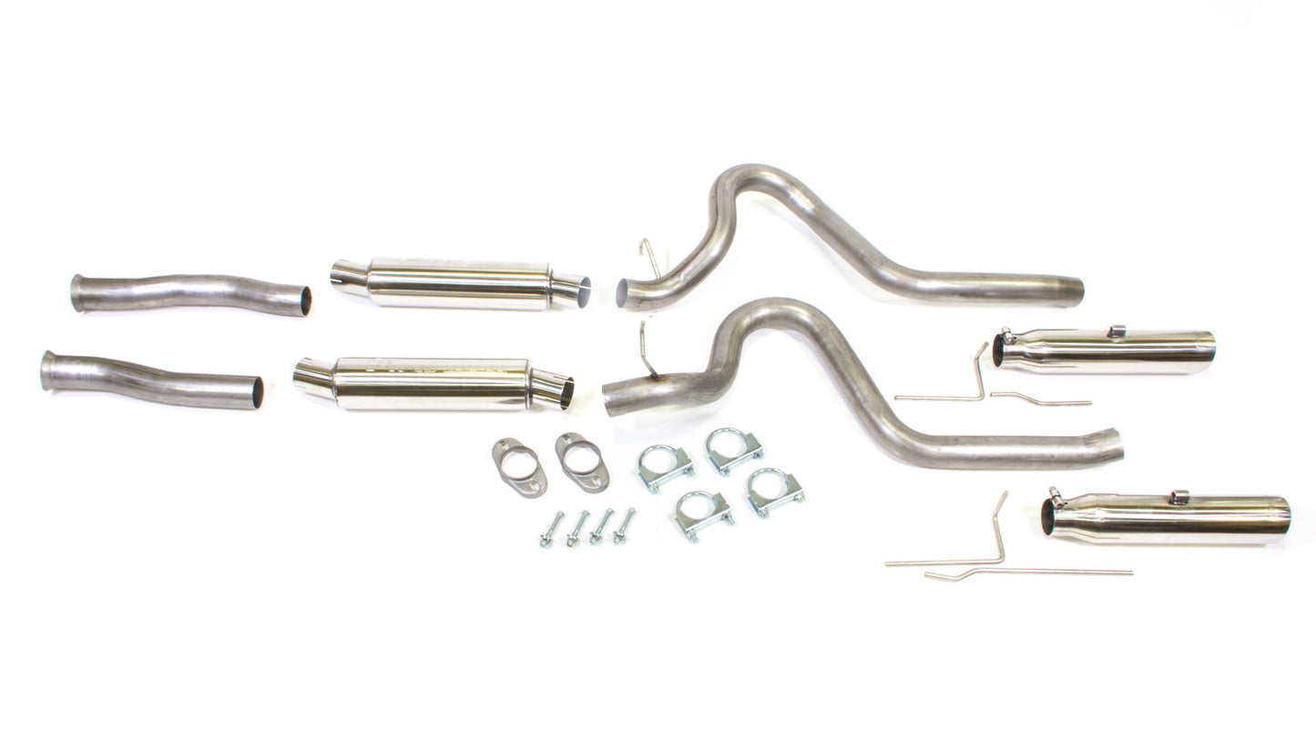 Pypes Performance Exhaust Exhaust System - Pype Bomb - Cat-Back - 2.5 in Diameter - 3.5 in Polished Tips - Stainless -