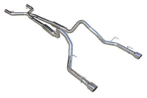 Pypes Performance Exhaust Exhaust System - Mid Muffler - Cat-Back - 2.5 in Diameter - 4 in Polished Tips - Stainless -
