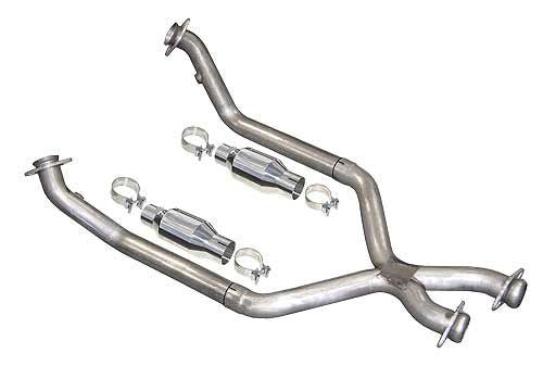 Pypes Performance Exhaust Exhaust X-Pipe - Catted - 2.5 in Diameter - Stainless - Natural - Small Block Ford - Ford