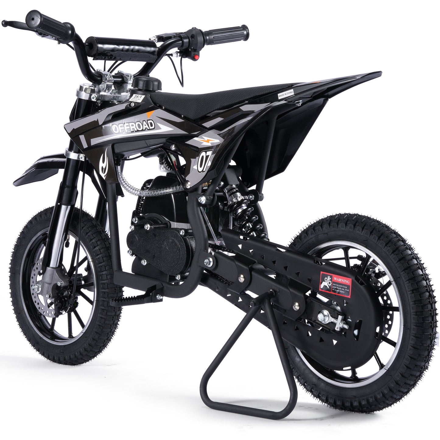 MotoTec Pioneer 49cc 2-Stroke Kids Gas Dirt Bike Black - view 4