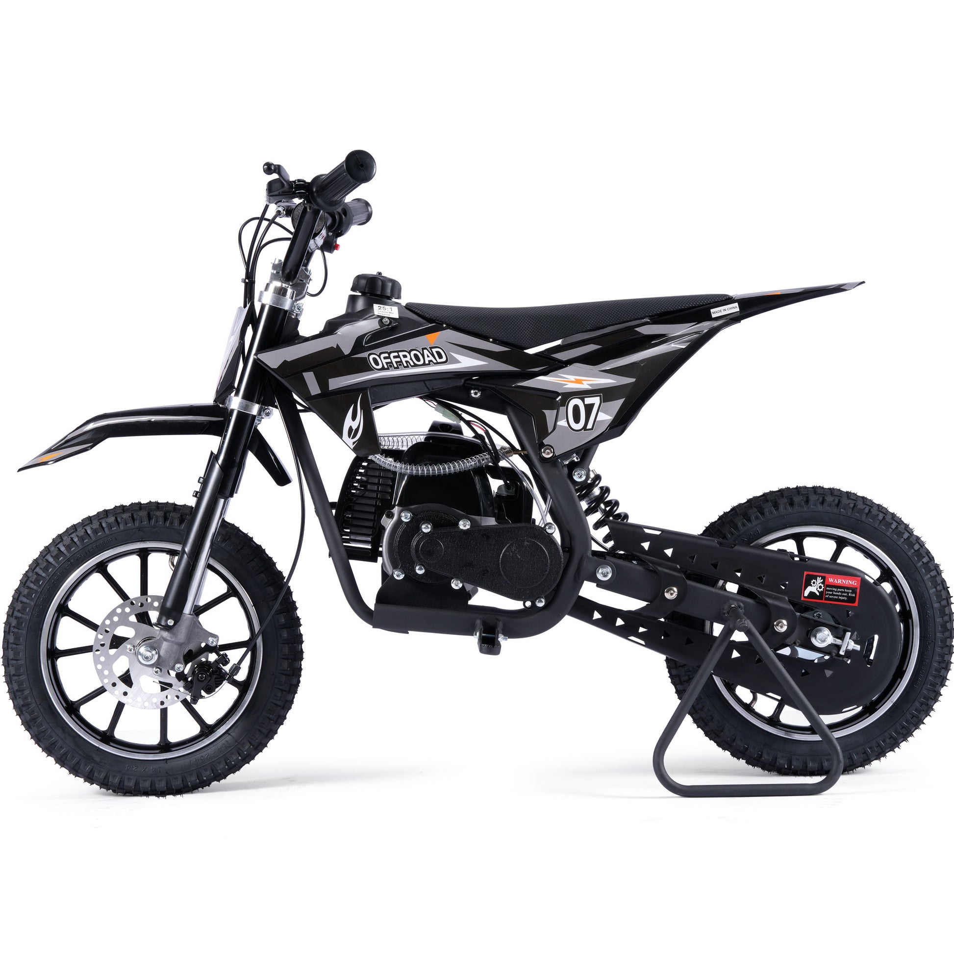 MotoTec Pioneer 49cc 2-Stroke Kids Gas Dirt Bike Black - view 5