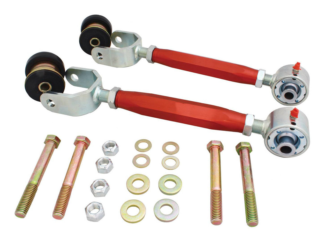 Qa1 Trailing Arm - Rear - Upper - Tubular - Greasable - Adjustable - Polyurethane Bushings - Aluminum - Red Anodized -