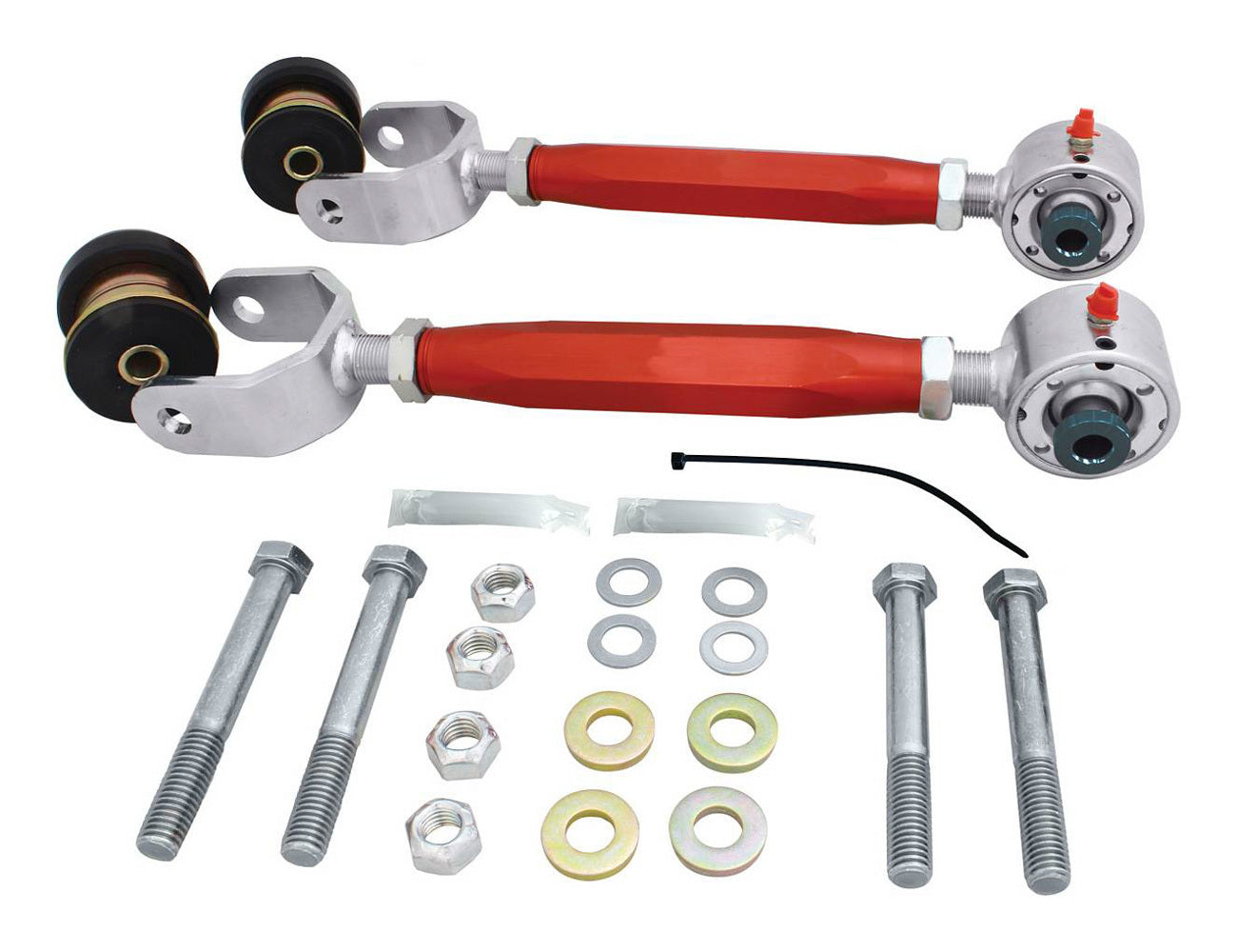 Qa1 Trailing Arm - Rear - Upper - Tubular - Greaseable - Adjustable - Polyurethane / Steel Bushings - Aluminum - Red