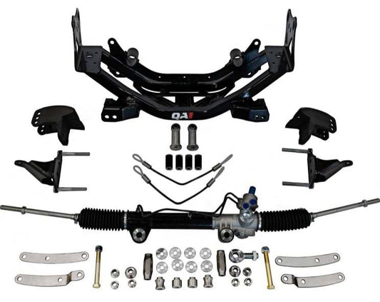 Qa1 Front Suspension Kit - Retrofit - Brackets / Crossmember / Steering Rack / Hardware - Steel - Black Powder Coat -