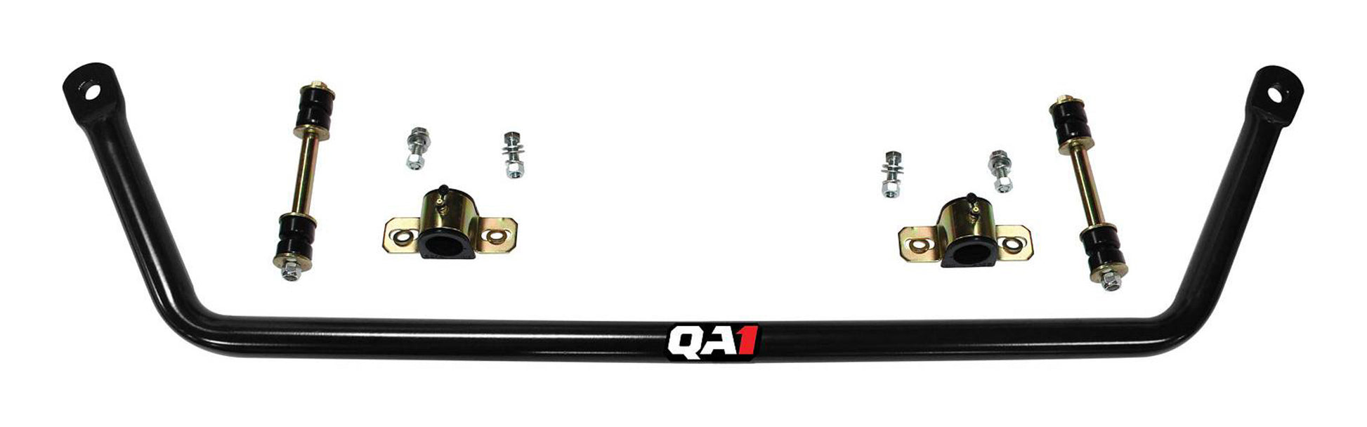 Qa1 Sway Bar - Front - 1.25 in Diameter - End Links / Hardware / Greasable Polyurethane Bushings - Chromoly - Black