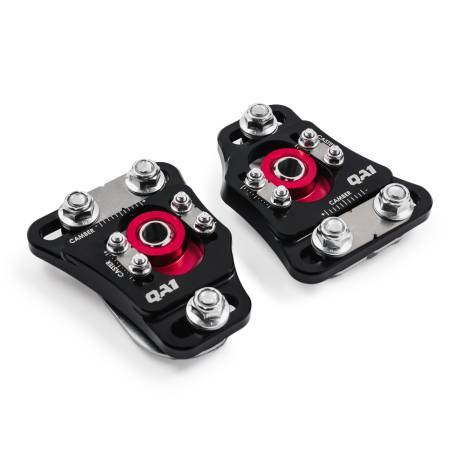 Qa1 Caster / Camber Plates - Strut - Independent Caster / Camber Adjustment - Aluminum - Black / Red Anodized - Ford