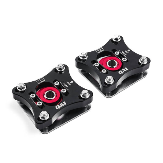 Qa1 Caster / Camber Plates - Strut - Independent Caster / Camber Adjustment - Aluminum - Black / Red Anodized - Ford