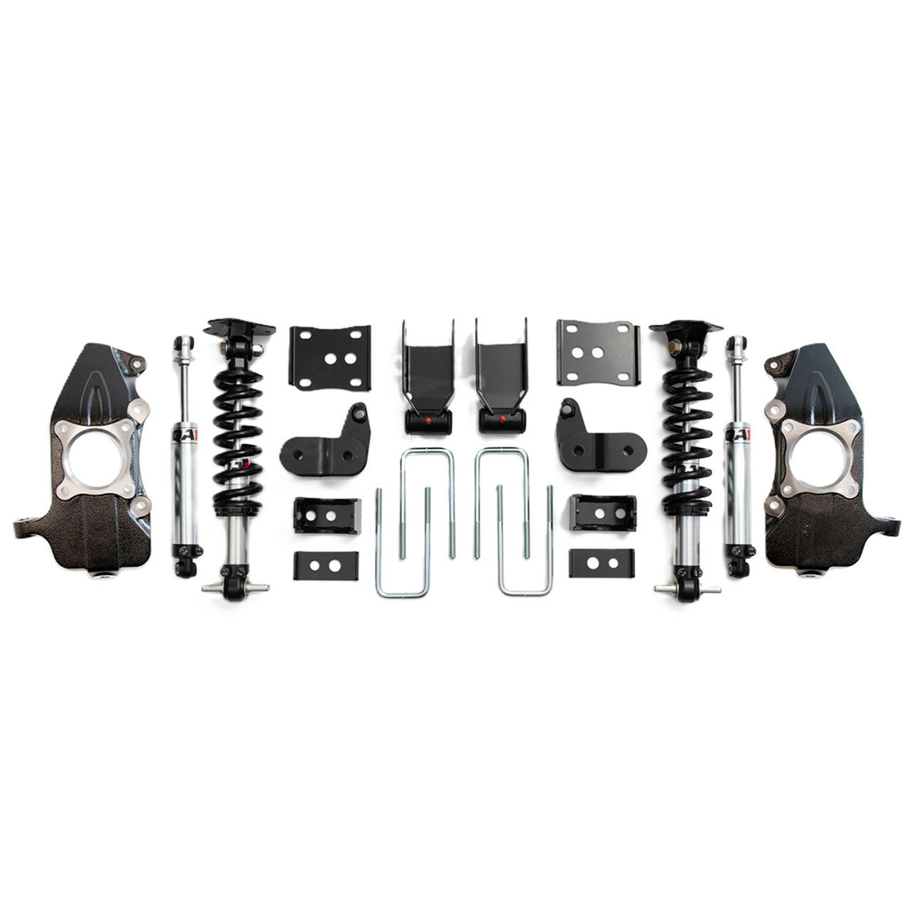 Qa1 Lowering Kit - 3-5 in Front / 5-7 in Rear - Single Adjustable - Spindles / Shocks / Struts / Shackles / Brackets /