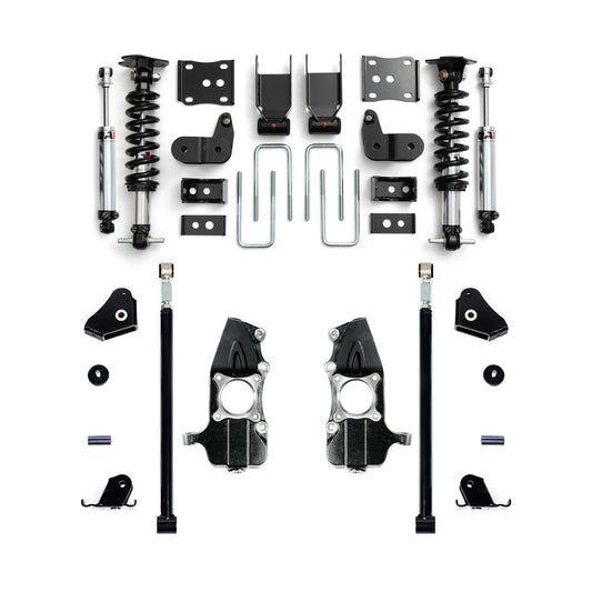 Qa1 Lowering Kit - 3-5 in Front / 5-7 in Rear - Double Adjustable - Spindles / Shocks / Struts / Shackles / Traction