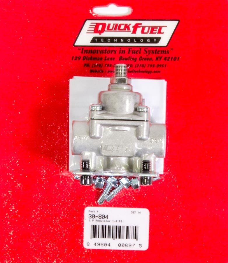 Quick Fuel Technology Fuel Pressure Regulator - 1 to 4 psi - In-Line - 3/8 in NPT Inlet - 3/8 in NPT Outlet - Aluminum