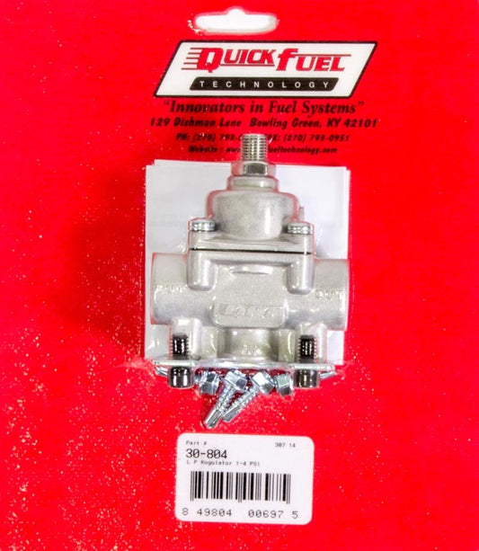 Quick Fuel Technology Fuel Pressure Regulator - 1 to 4 psi - In-Line - 3/8 in NPT Inlet - 3/8 in NPT Outlet - Aluminum