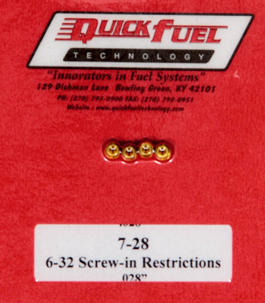 Quick Fuel Technology Carburetor Emulsion Jet - 6-32 Thread - Blank - Brass - Quick Fuel Carburetors - Set of 4