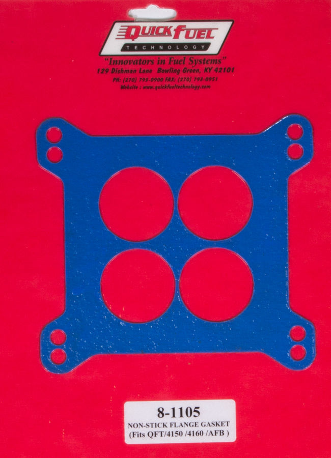 Quick Fuel Technology Carburetor Base Plate Gasket - 4-Barrel - 4 Hole - 0.063 in Thick Reusable - Composite - Square