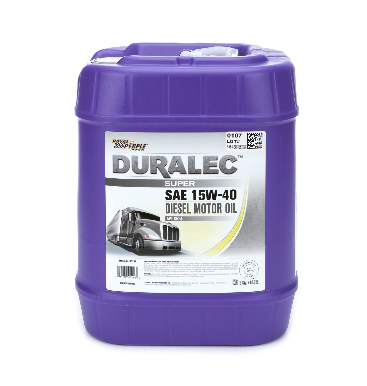 Royal Purple Motor Oil - Duralec Super - 15W40 - Synthetic - 5 gal Jug - Each