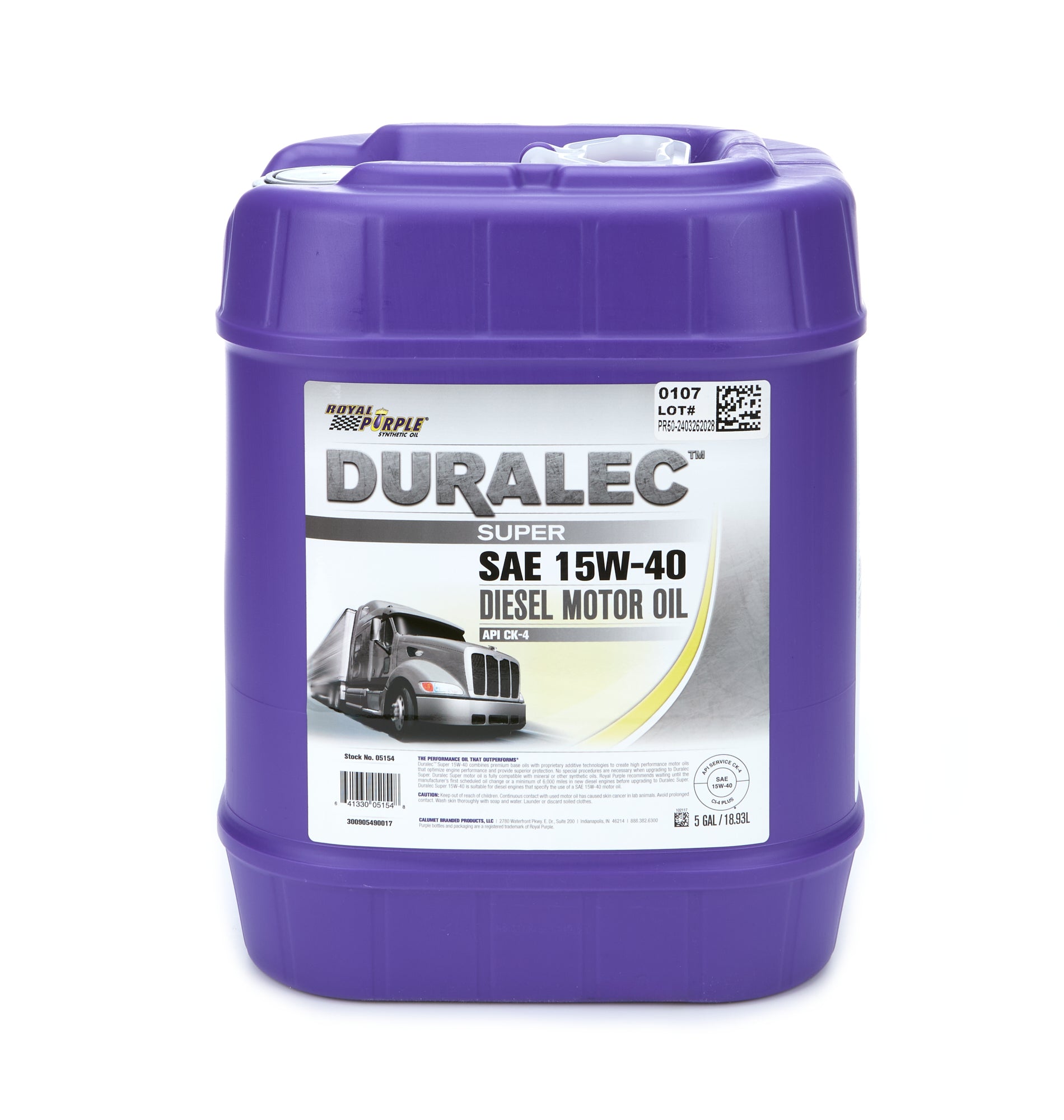 Royal Purple Motor Oil - Duralec Super - 15W40 - Synthetic - 5 gal Jug - Each