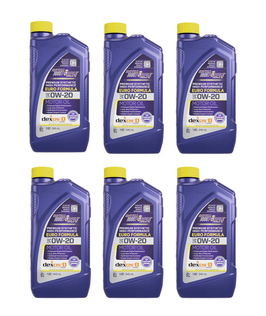 Royal Purple Motor Oil - Euro Formula - 0W20 - Synthetic - 1 qt Bottle - Set of 6