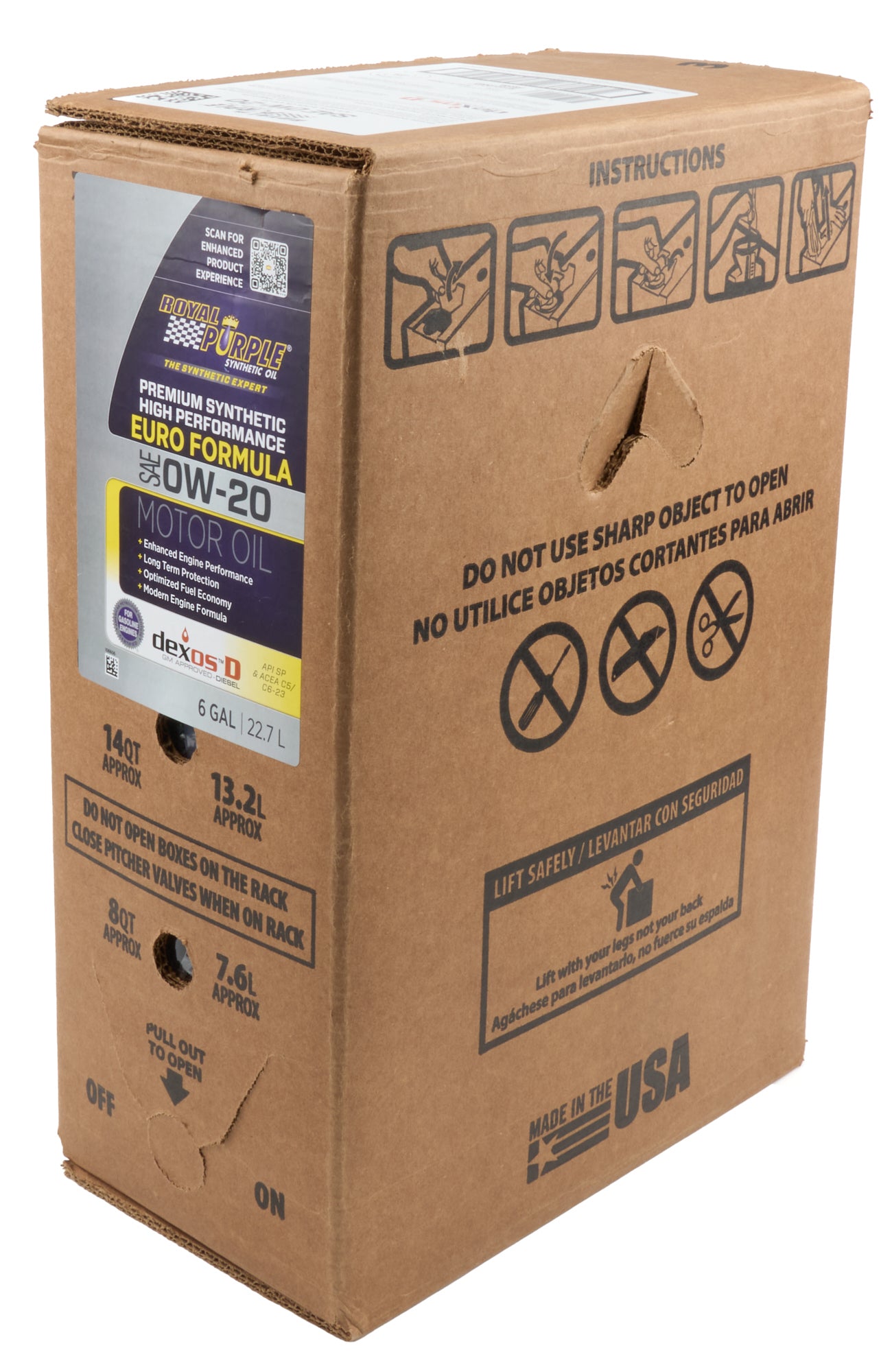 Royal Purple Motor Oil - Euro Formula - 0W20 - Synthetic - 6 gal Box - Each