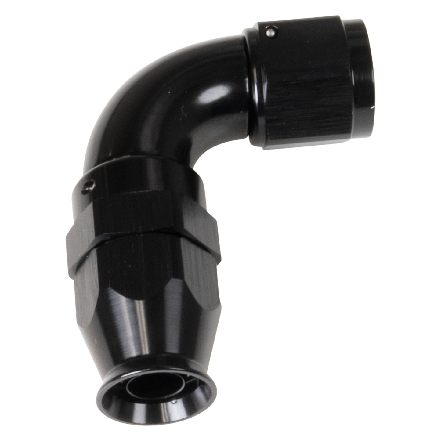 Russell Fitting - Hose End - Pro PTFE - PTFE Hose - 90 Degree - 8 AN Hose to 8 AN Female - Aluminum - Black Anodized -