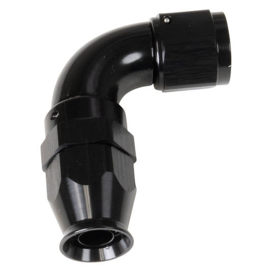 Russell Fitting - Hose End - Pro PTFE - PTFE Hose - 90 Degree - 8 AN Hose to 8 AN Female - Aluminum - Black Anodized -
