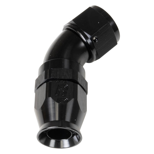Russell Fitting - Hose End - Pro PTFE - PTFE Hose - 45 Degree - 8 AN Hose to 8 AN Female - Aluminum - Black Anodized -