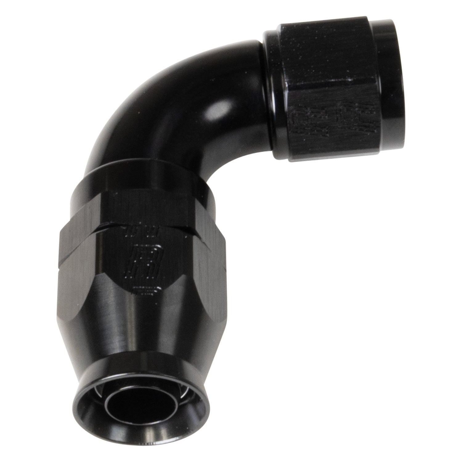 Russell Fitting - Hose End - Pro PTFE - PTFE Hose - 90 Degree - 10 AN Hose to 10 AN Female - Aluminum - Black Anodized