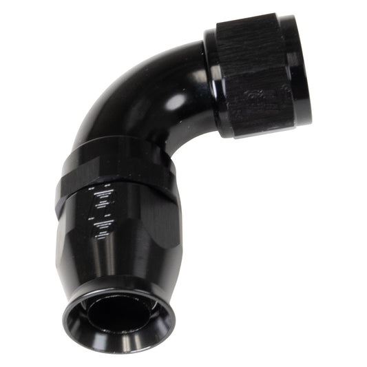 Russell Fitting - Hose End - Pro PTFE - PTFE Hose - 90 Degree - 12 AN Hose to 12 AN Female - Aluminum - Black Anodized