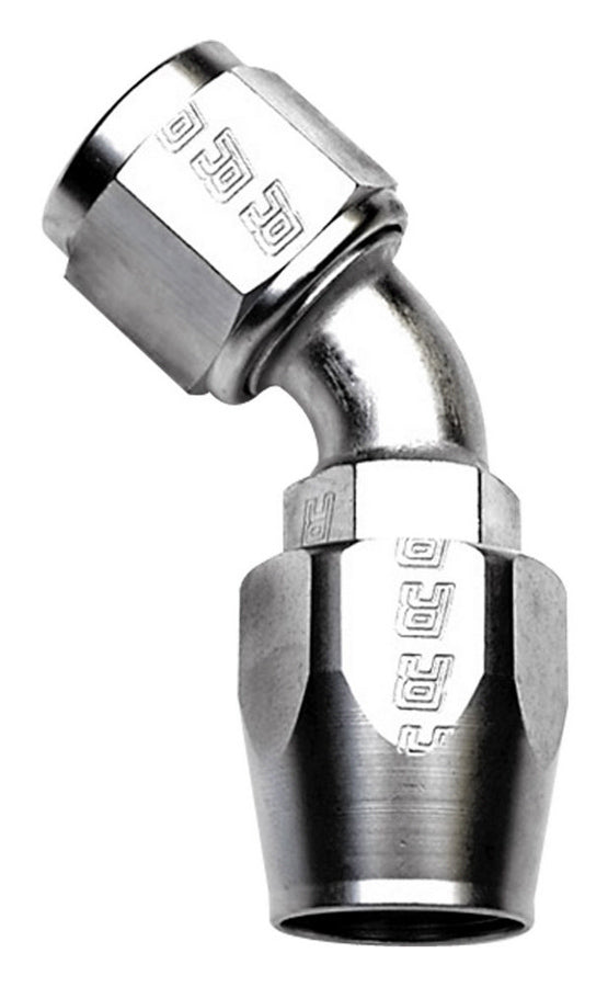 Russell Fitting - Hose End - Full Flow - 45 Degree - 8 AN Hose to 8 AN Female - Aluminum - Nickel Anodized - Each