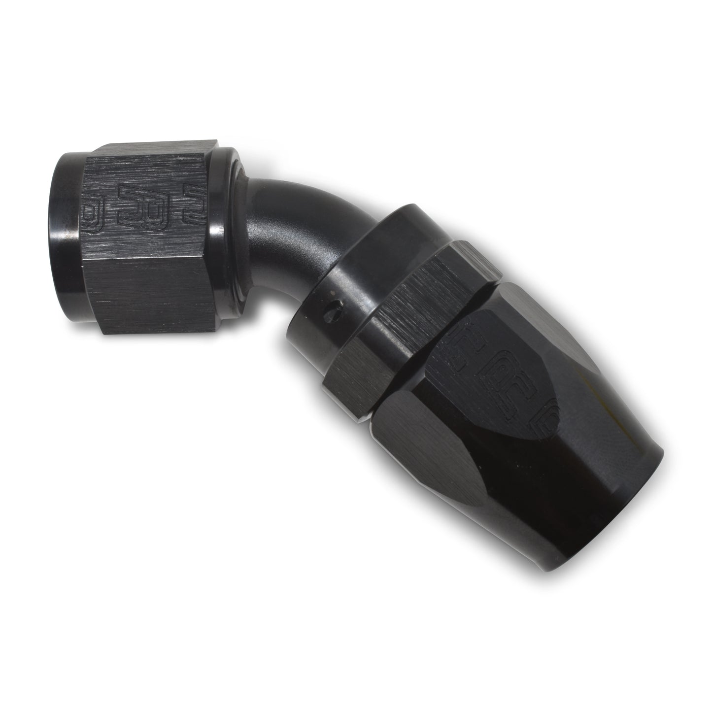 Russell Fitting - Hose End - Full Flow - 45 Degree - 8 AN Hose to 8 AN Female - Aluminum - Black Anodized - Each
