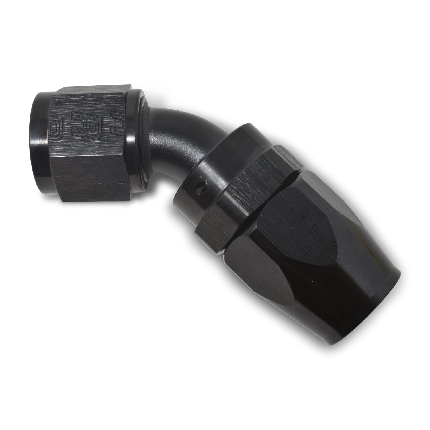 Russell Fitting - Hose End - Full Flow - 45 Degree - 8 AN Hose to 8 AN Female - Aluminum - Black Anodized - Each