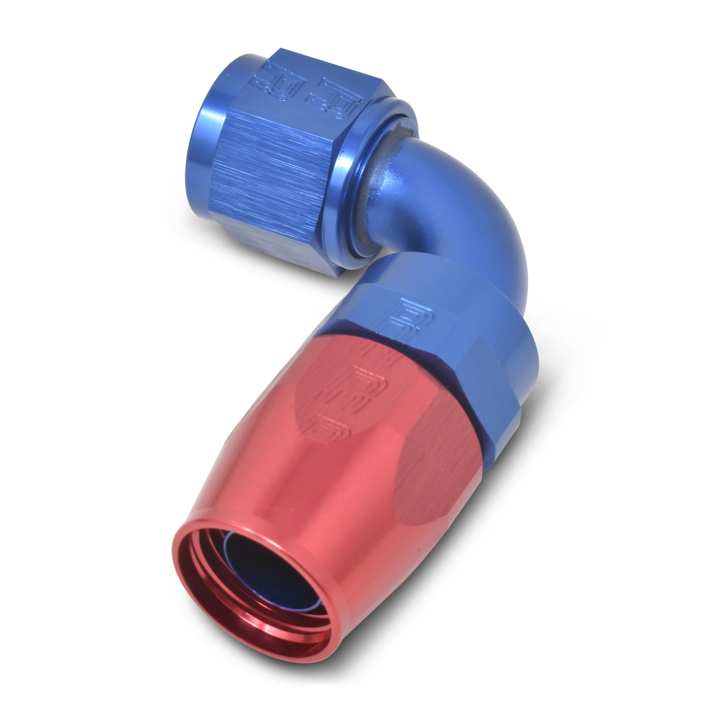 Russell Fitting - Hose End - ProClassic - 90 Degree - 20 AN Hose to 20 AN Female - Aluminum - Blue / Red Anodized - Each
