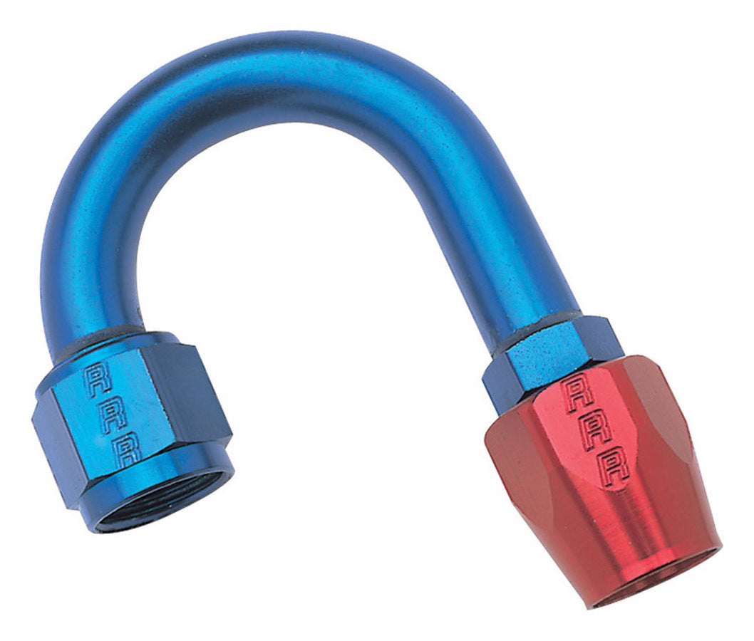 Russell Fitting - Hose End - ProClassic - 180 Degree - 8 AN Hose to 8 AN Female - Aluminum - Blue / Red Anodized - Each