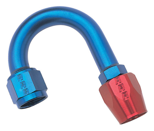 Russell Fitting - Hose End - ProClassic - 180 Degree - 8 AN Hose to 8 AN Female - Aluminum - Blue / Red Anodized - Each