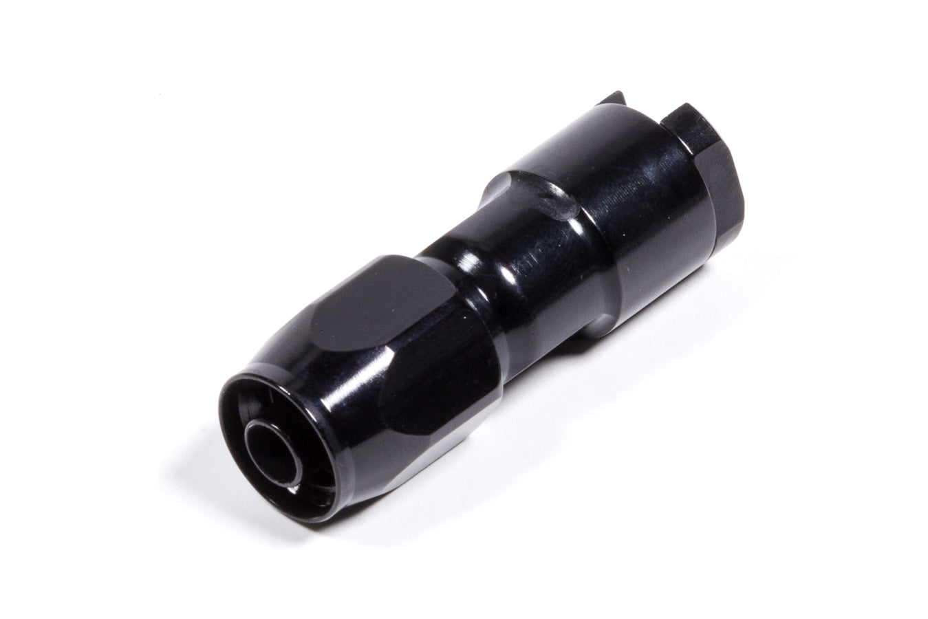Russell Fitting - Hose End - Straight - 6 AN Hose Barb to 3/8 in SAE Female Quick Disconnect - Aluminum - Black