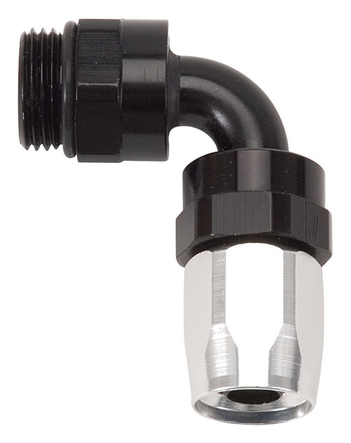 Russell Fitting - Hose End - Full Flow Swivel - 90 Degree - 6 AN Hose to 6 AN Male O-Ring - Swivel - Aluminum - Black