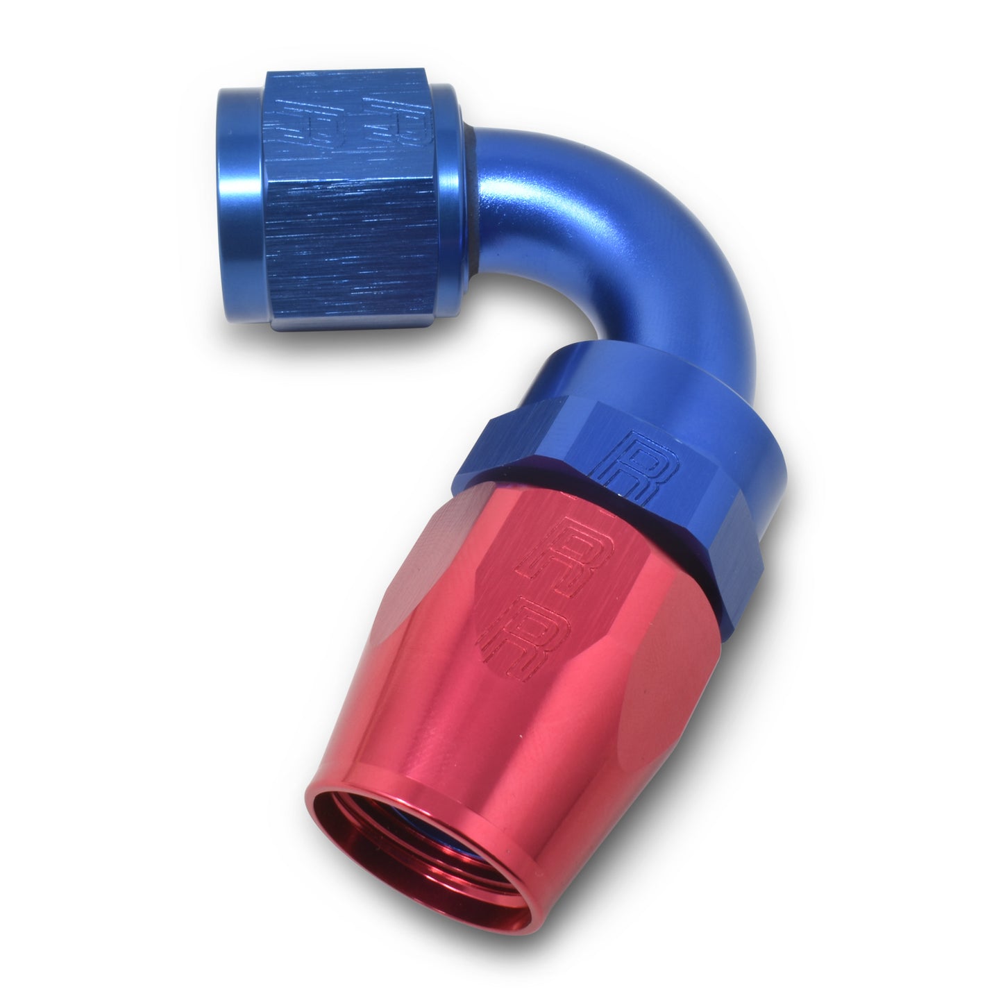 Russell Fitting - Hose End - ProClassic - Swivel - 120 Degree - 8 AN Hose to 8 AN Female - Aluminum - Blue / Red