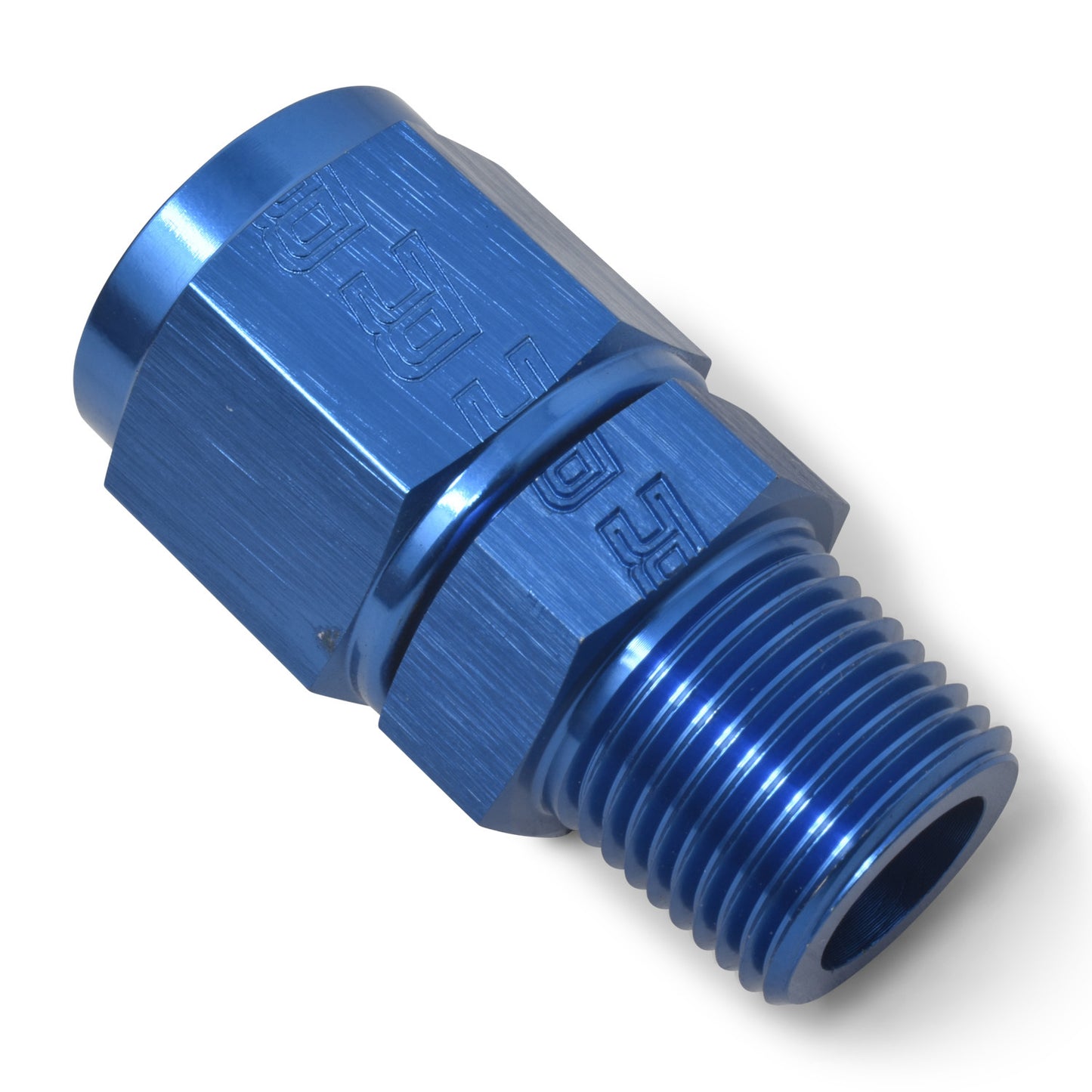 Russell Fitting - Adapter Fitting - Straight - 6 AN Female Swivel to 1/4 in NPT Male - Aluminum - Blue Anodized - Each