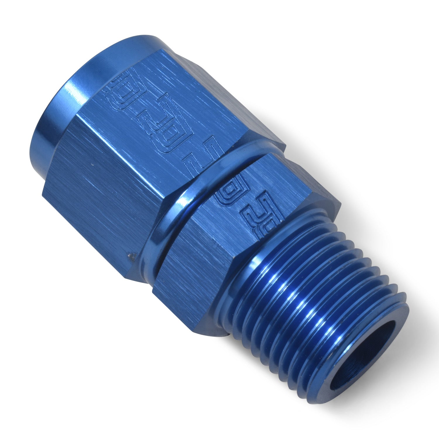 Russell Fitting - Adapter Fitting - Straight - 10 AN Female Swivel to 1/2 in NPT Male - Aluminum - Blue Anodized - Each