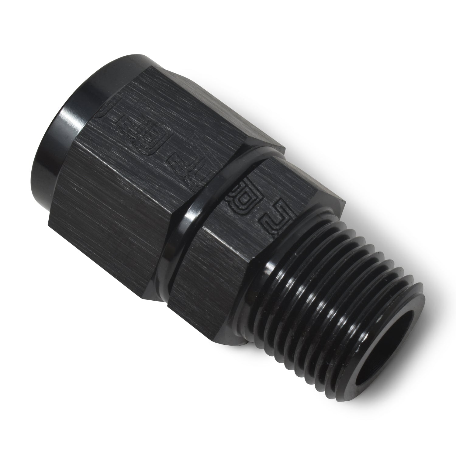 Russell Fitting - Adapter Fitting - Straight - 8 AN Female Swivel to 3/8 in NPT Male - Aluminum - Black Anodized - Each