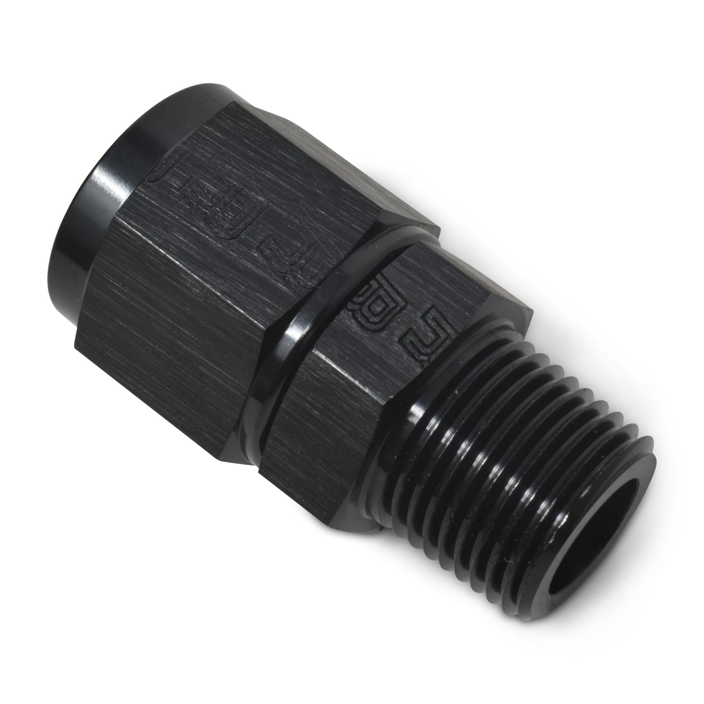 Russell Fitting - Adapter Fitting - Straight - 6 AN Female Swivel to 3/8 in NPT Male - Aluminum - Black Anodized - Each