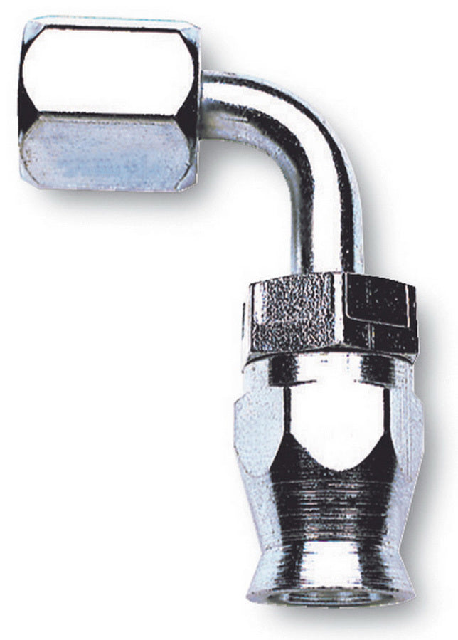 Russell Fitting - Hose End - PowerFlex - PTFE Hose - 90 Degree - 6 AN Hose to 6 AN Female - Steel - Nickel Anodized -
