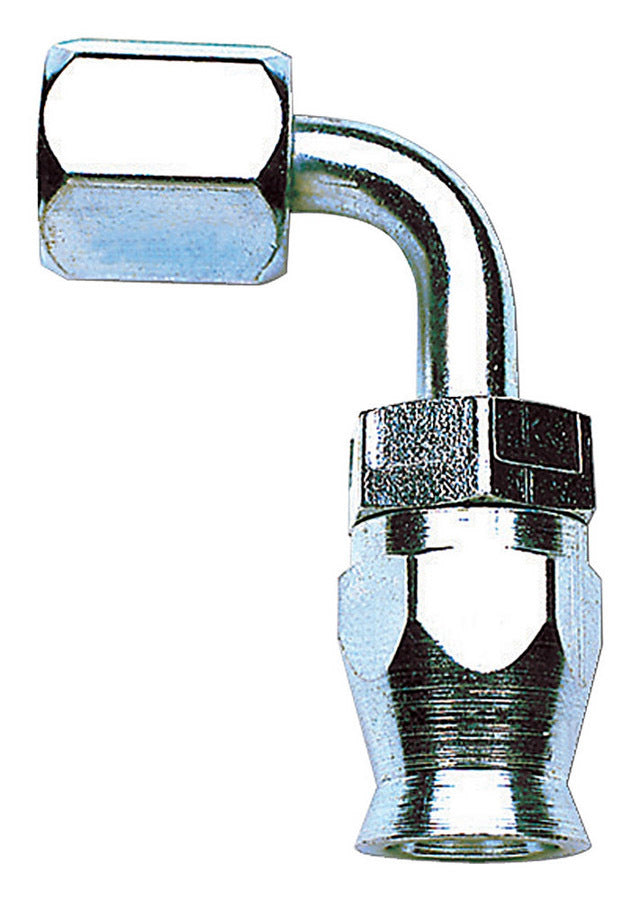 Russell Fitting - Hose End - PowerFlex - 90 Degree - 8 AN Hose to 8 AN Female - Steel - Nickel Anodized - Each