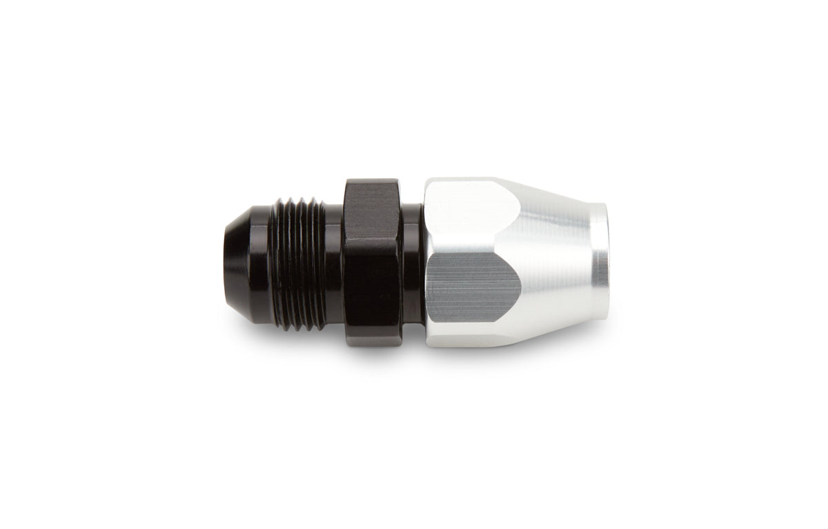 Russell Fitting - Tube End - Straight - 6 AN Male to 3/8 in Tubing - Aluminum - Black / Silver Anodized - Each