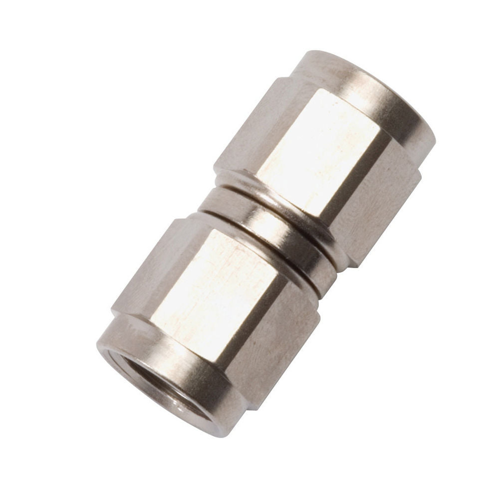 Russell Fitting - Adapter - Straight - 6 AN Female Swivel to 6 AN Female Swivel - Aluminum - Nickel Anodized - Each