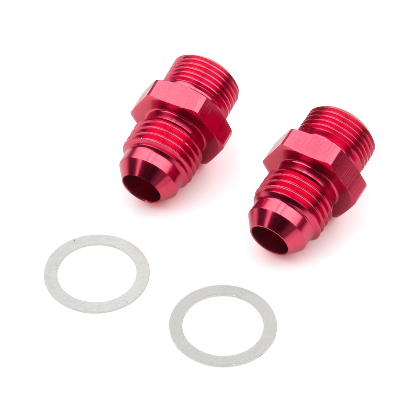 Russell Fitting - Adapter - Straight - 6 AN Male to 9/16-24 in Male - Aluminum - Red Anodized - Pair
